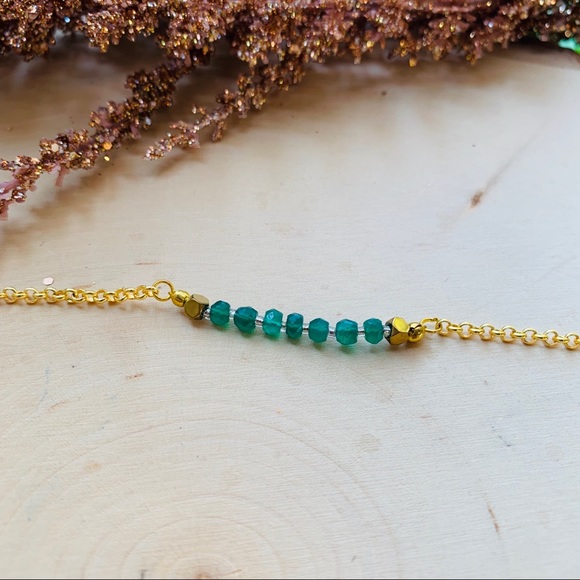 Birthstone Gemstone Bar Gold Bracelet Necklace - Picture 8 of 8